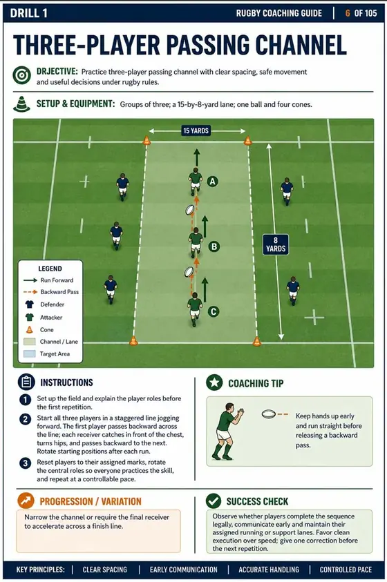 Rugby drill page from the 100 illustrated rugby drills guide 3